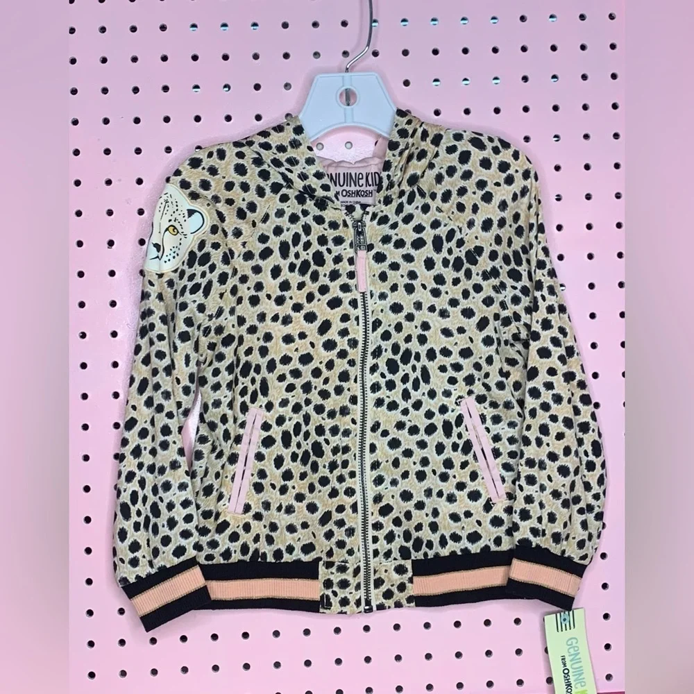 OshKosh B’gosh Cheetah Print Zip Jacket 4T NWT Girls Leopard Bomber Coat